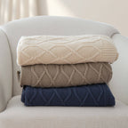 Quinn Chunky Diamond Knit Cotton Throw: Denim - Premium  from Tajik Home LLC - Just $62.95! Shop now at Pat's Monograms