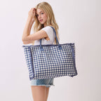 Gingham Check Frayed Trim Tote Bag - Premium tote bag from Hana - Just $22.95! Shop now at Pat's Monograms