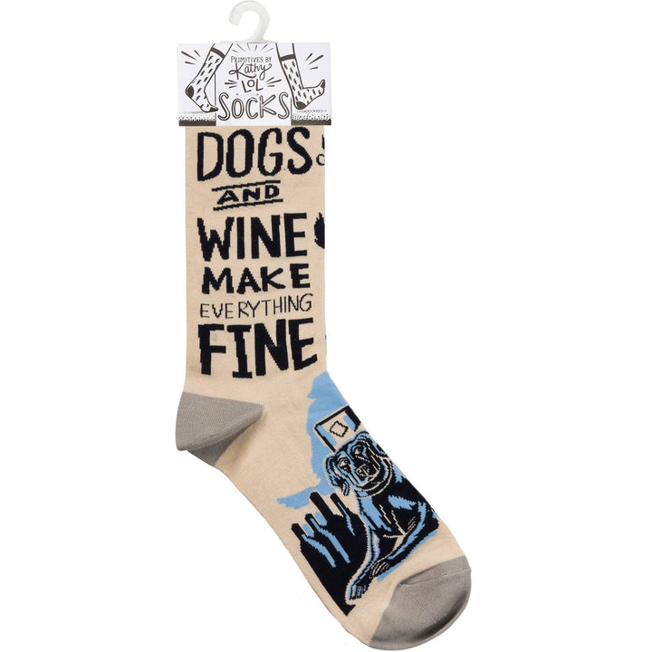 Dogs And Wine Everything Fine Socks - Premium socks from Primitives by Kathy - Just $10.95! Shop now at Pat's Monograms