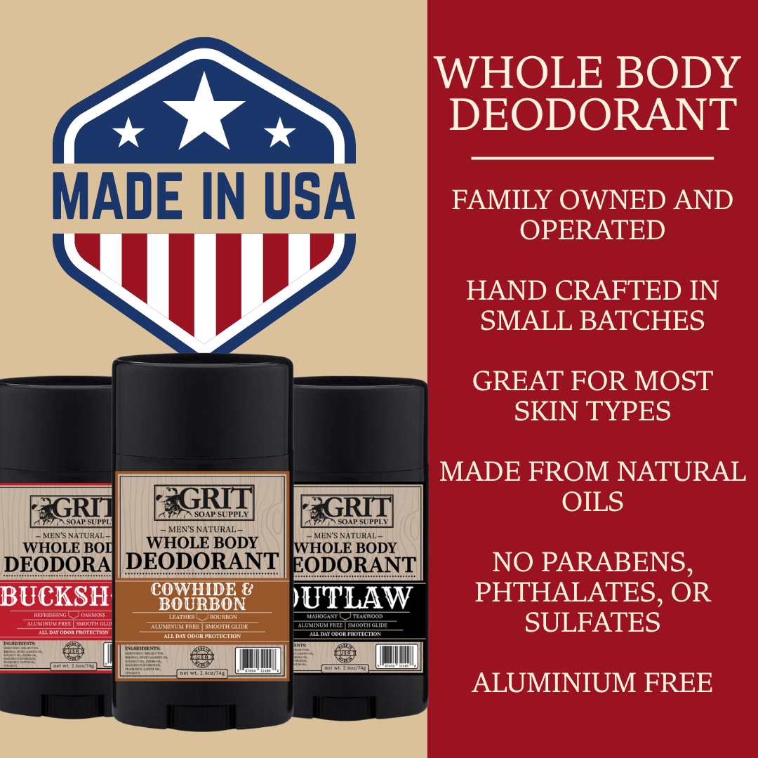 Cowhide & Bourbon Stick Deodorant - Premium Bath & Body from GRIT Soap Supply - Just $9.95! Shop now at Pat's Monograms