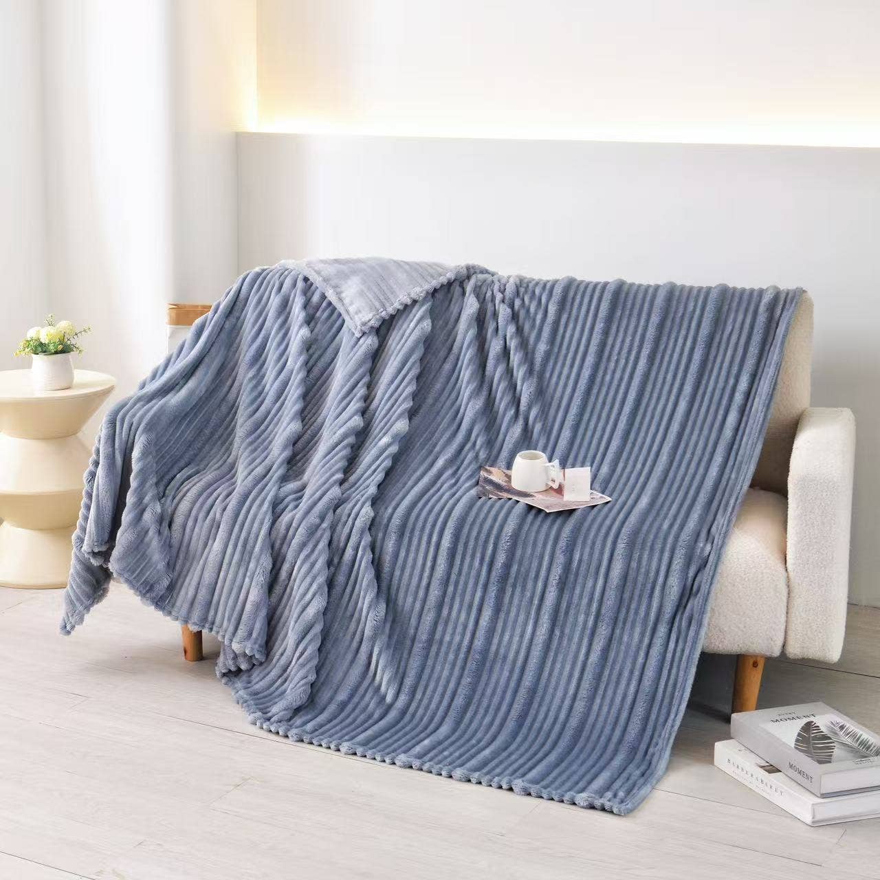Ultra Soft Ribbed Blanket - Plush Flannel Throw - Premium blankets from FLUFFERY - Just $21.95! Shop now at Pat's Monograms