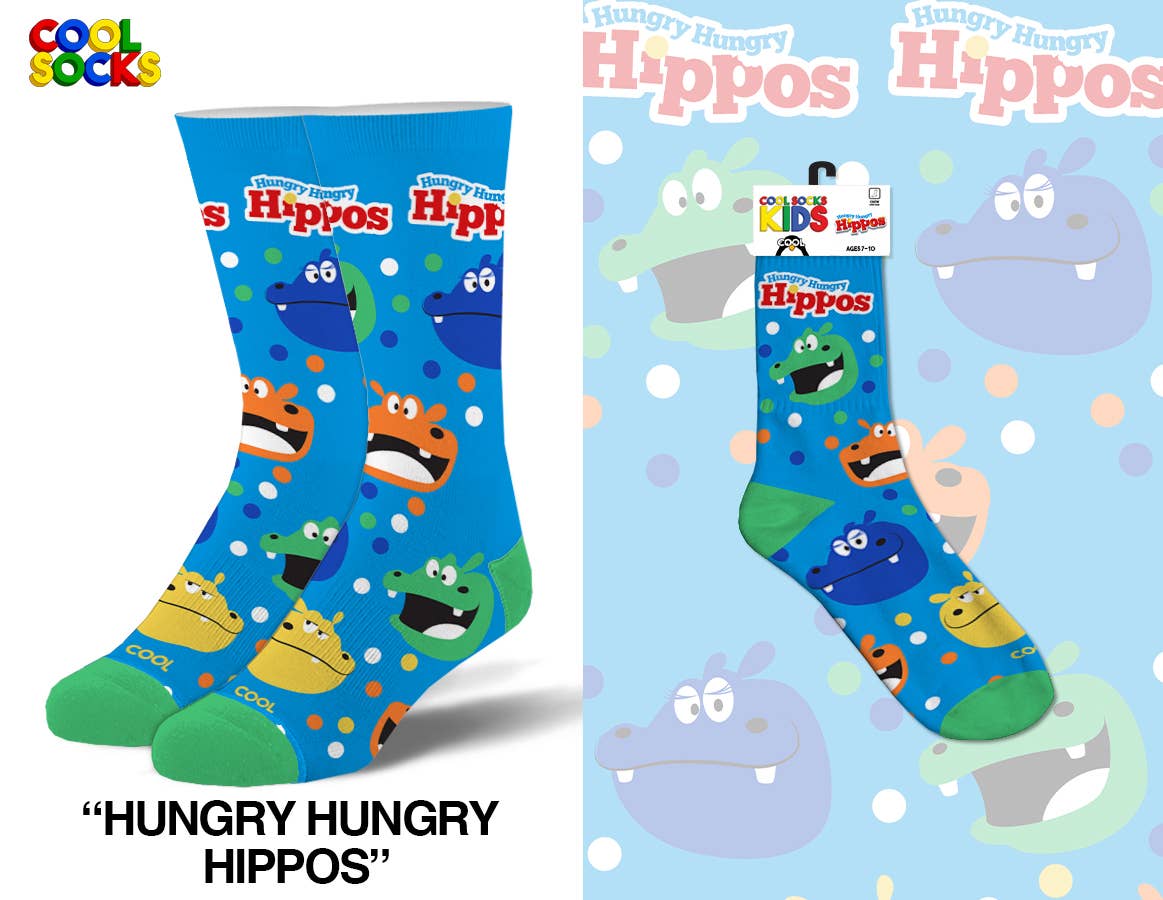 Hungry Hungry Hippos - Kids 7-10 Crew - Premium socks from Cool Socks - Just $9.95! Shop now at Pat's Monograms
