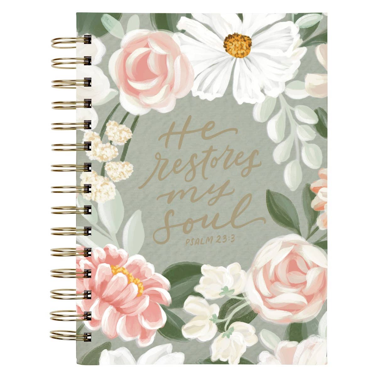 Journal Spiral-bound Green He Restores My Soul Ps. 23:3 - Premium Christian Gift Items from Christian Art Gifts - Just $10.95! Shop now at Pat's Monograms