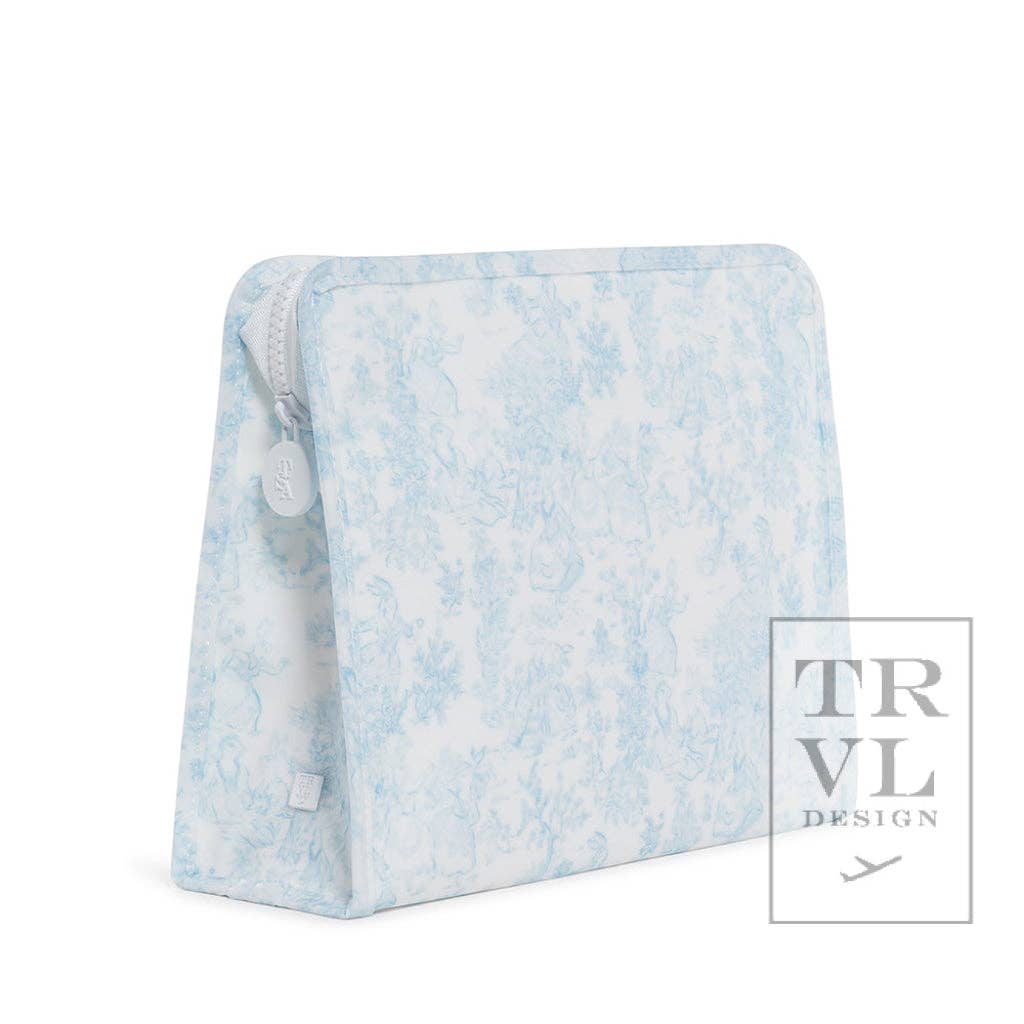 Roadie Large - Bunny Toile Blue Zip Pouch - Premium travel bag from TRVL Design - Just $32! Shop now at Pat's Monograms
