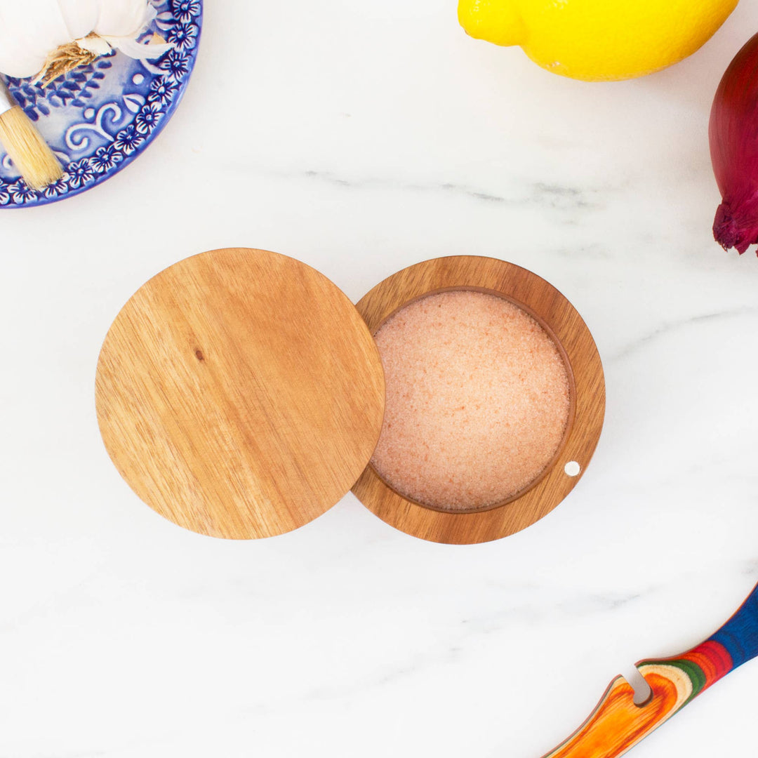 Rock & Branch® Acacia Salt Cellar with Swivel Lid - Premium Kitchen Accessories from Totally Bamboo - Just $18.95! Shop now at Pat's Monograms