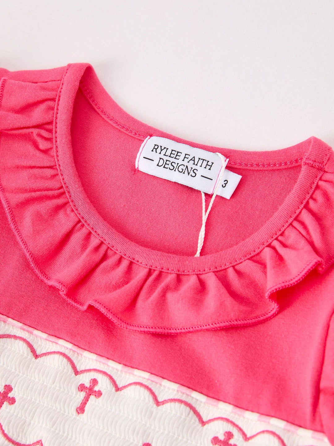 Hot Pink Smocked Cross Bishop Dress - Premium Baby & Toddler Dresses from Rylee Faith Designs - Just $26.95! Shop now at Pat's Monograms