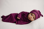 Knotted Newborn Baby Gown Plum Purple - Premium baby and Toddler Outfits from Three Little Tots - Just $26.95! Shop now at Pat's Monograms
