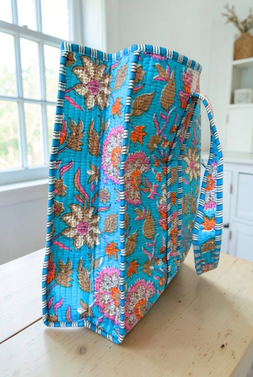 Beck Bright Blue Floral Tote Bag - Premium Bags and Totes from Nash Grey - Just $38.95! Shop now at Pat's Monograms