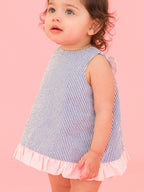 Baby Girls Blue Seersucker Ruffle Swing Top & Bloomer Set - Premium Baby & Toddler Outfits from RuffleButts + RuggedButts - Just $45.95! Shop now at Pat's Monograms