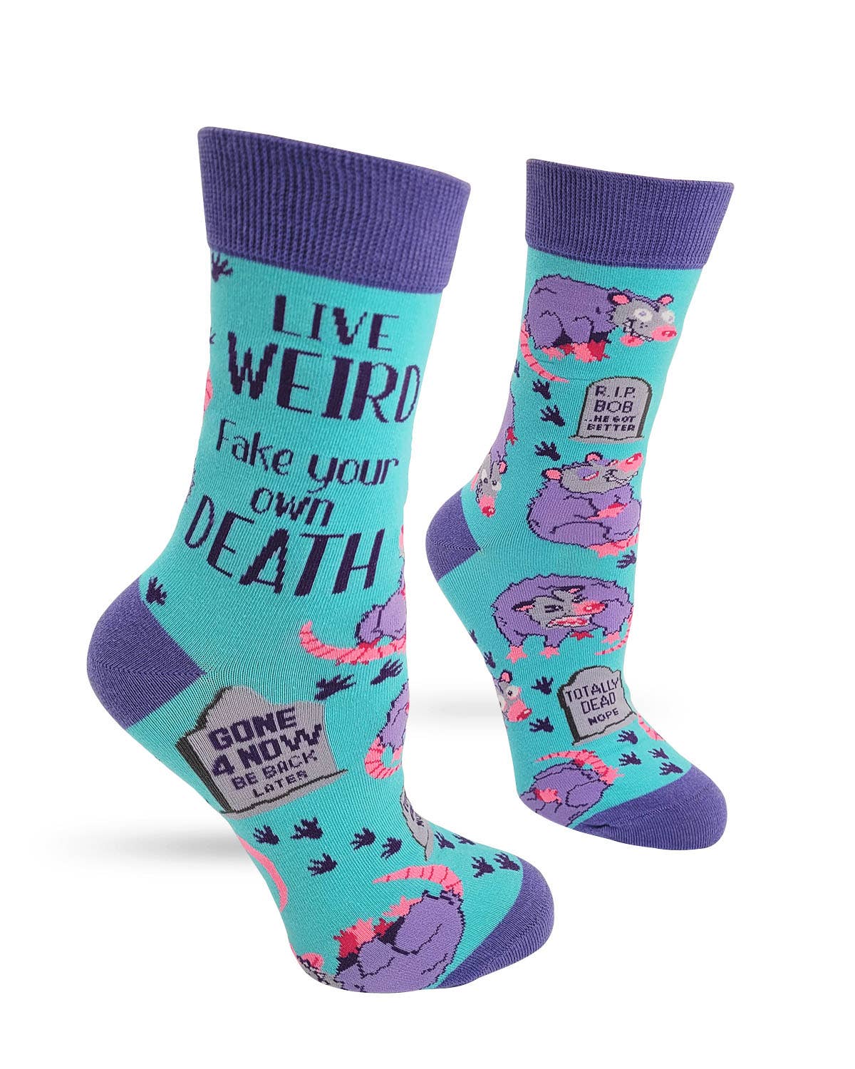 Live Weird, Fake Your Own Death Possum Women's Crew Socks - Premium socks from Fabdaz - Just $11.95! Shop now at Pat's Monograms