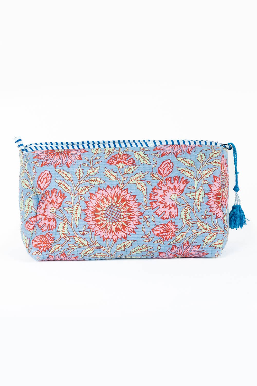 Light Blue w/  Floral print Quilted Cotton Toiletry Bag Set - Premium toiletry bags from LA Soul - Just $42.95! Shop now at Pat's Monograms