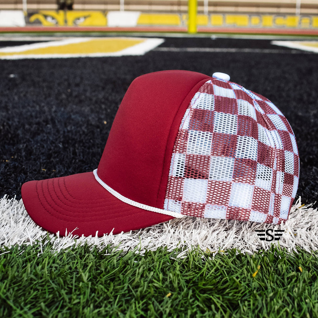 Checkered Mesh Back Foam Trucker Cap - Premium Trucker Cap from Flying S Company - Just $16.99! Shop now at Pat's Monograms