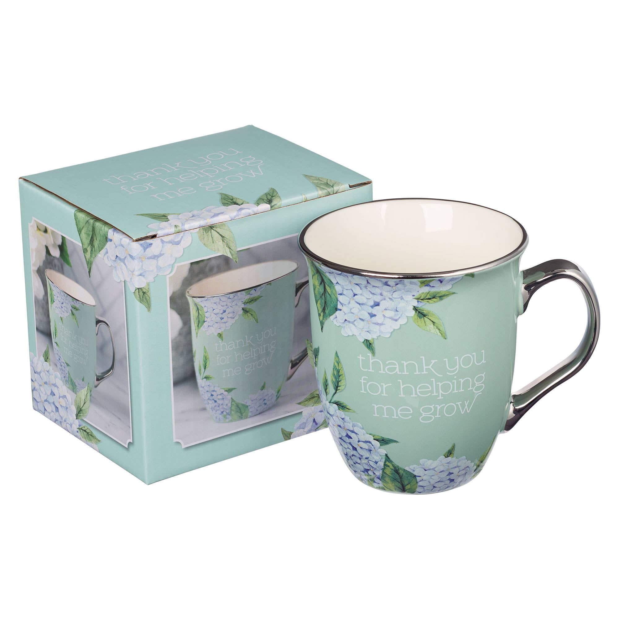 Mug Mint/Cream Hydrangea Helping Me Grow - Premium Christian Gift Items from Christian Art Gifts - Just $10.95! Shop now at Pat's Monograms