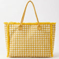 Gingham Check Frayed Trim Tote Bag - Premium tote bag from Hana - Just $22.95! Shop now at Pat's Monograms