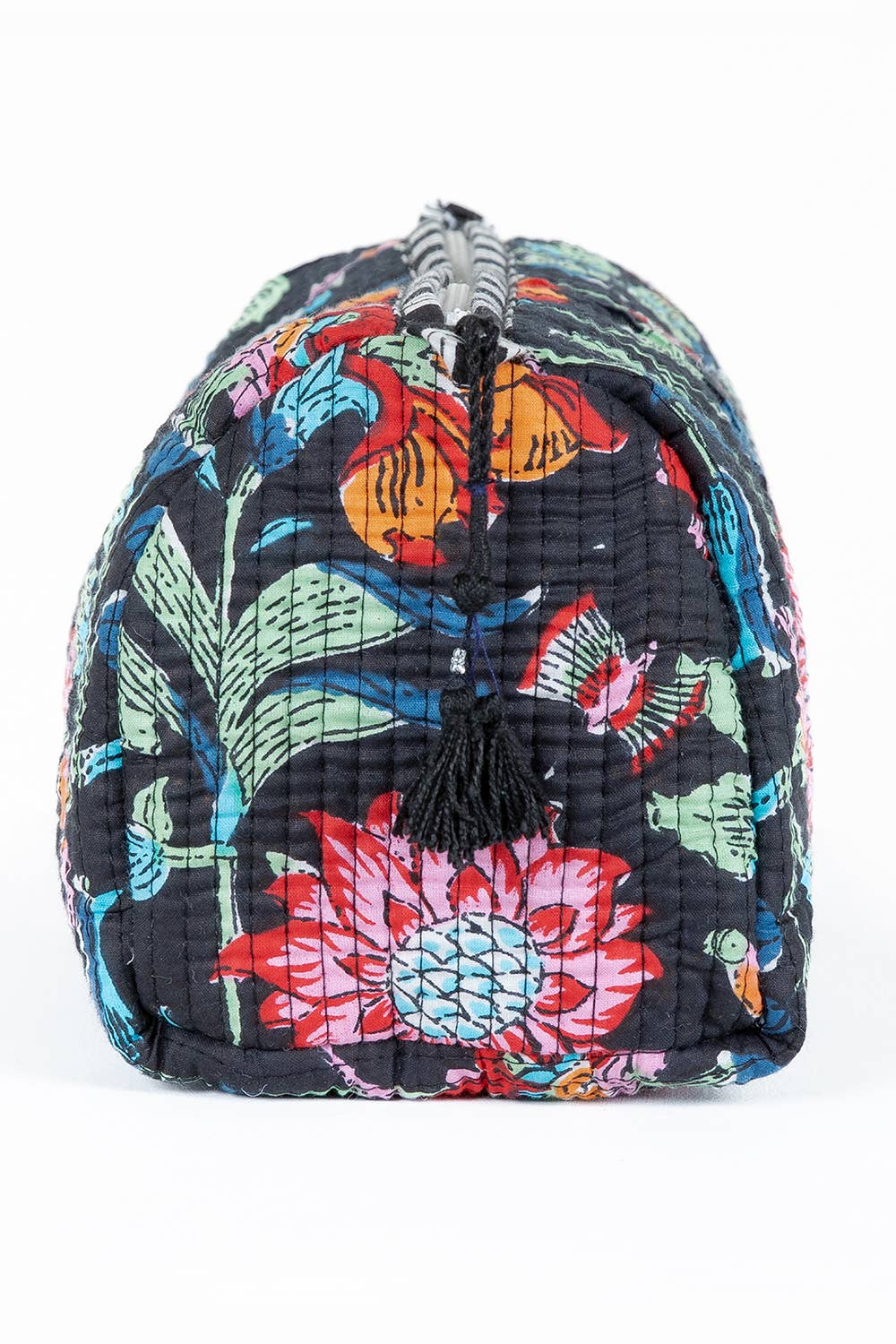Black Floral print Quilted Cotton Toiletry Bag Set - Premium Cosmetic Bag from LA Soul - Just $42.95! Shop now at Pat's Monograms