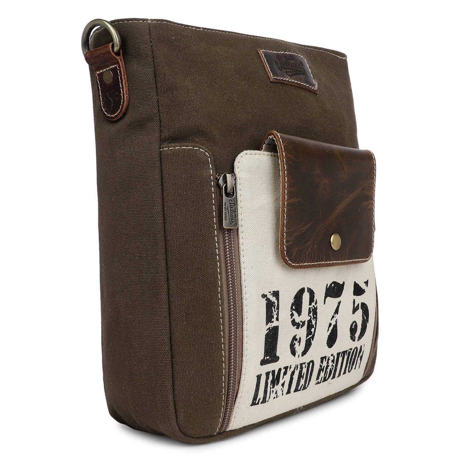 Canvas & Leather Women's Crossbody Bag - Bone/Taupe - Premium crossbody from Sixtease Bags USA - Just $43.95! Shop now at Pat's Monograms