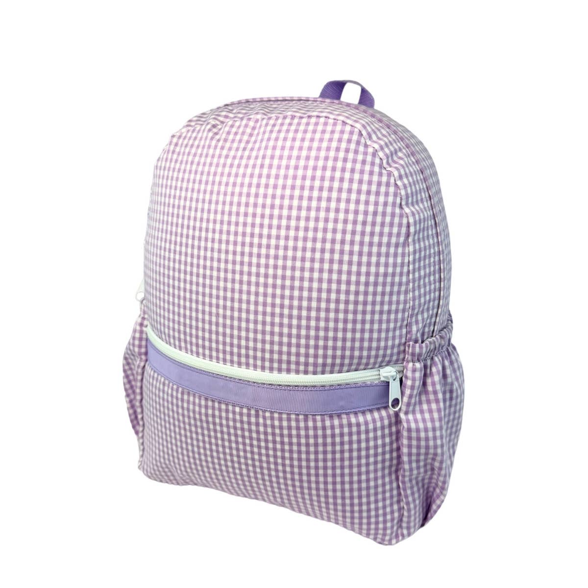 Lilac Gingham Medium Backpack w/ Pocket - Premium  from Mint - Just $33.50! Shop now at Pat's Monograms