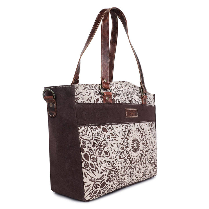 Canvas & Leather Women's Tote Bag - Timberwolf/Van Dyke - Premium tote bag from Sixtease Bags USA - Just $52! Shop now at Pat's Monograms