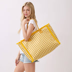 Gingham Check Frayed Trim Tote Bag - Premium tote bag from Hana - Just $22.95! Shop now at Pat's Monograms