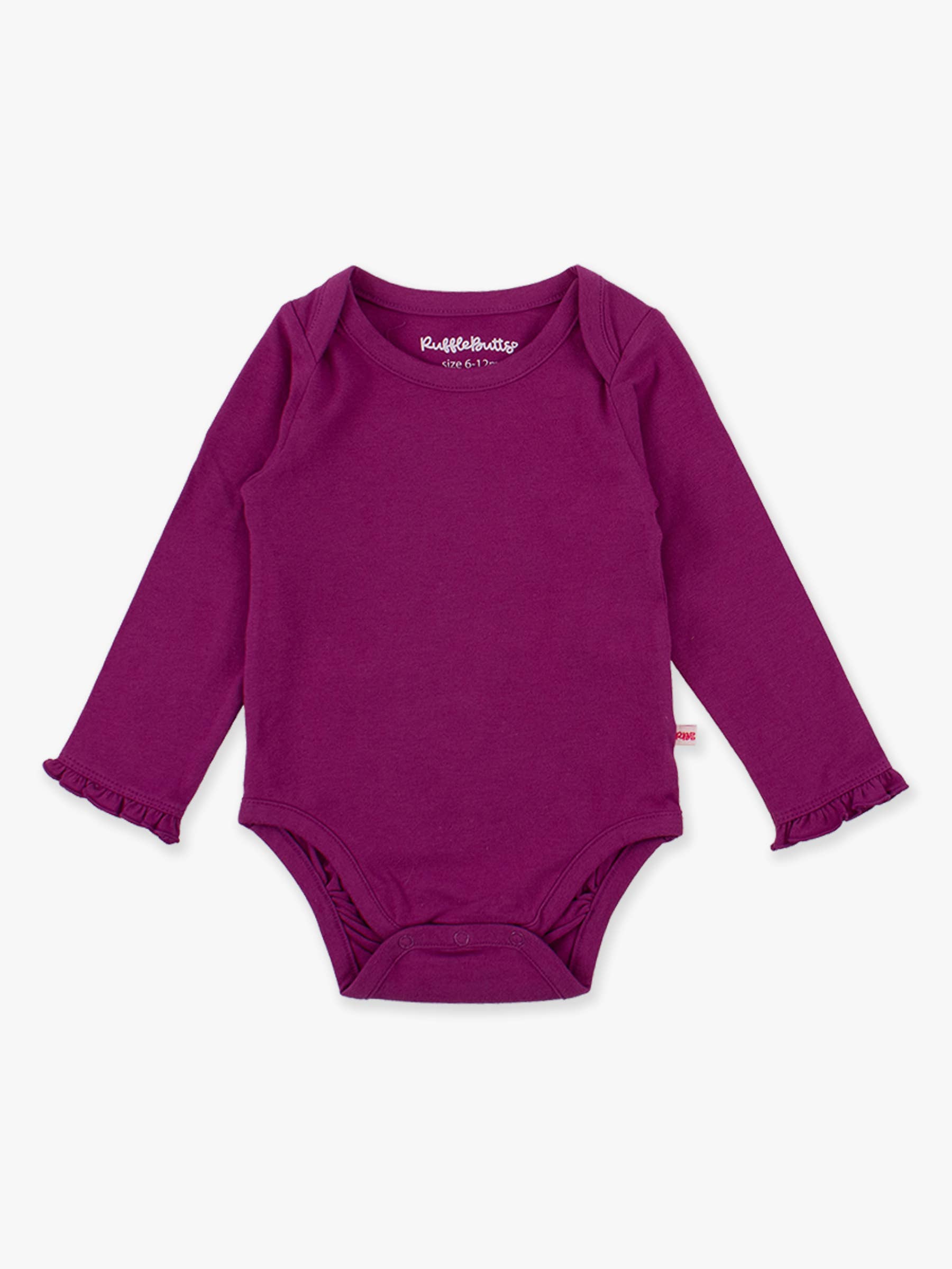 Baby Girls Plum Tart Knit Long Sleeve Ruffle Bodysuit - Premium Baby & Toddler Outfits from RuffleButts + RuggedButts - Just $24.95! Shop now at Pat's Monograms