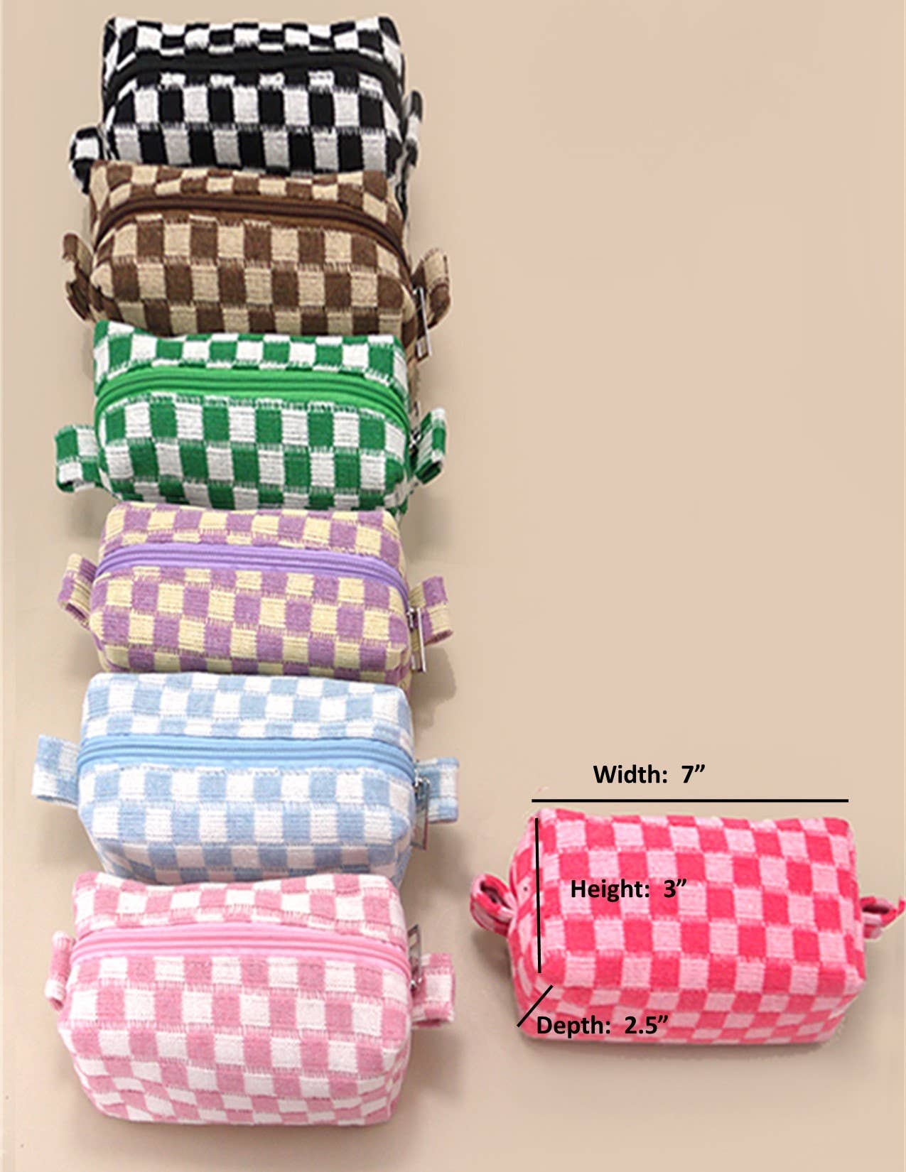 CHECKER MAKEUP COSMETIC POUCH BAG - Premium Cosmetic Bag from JOSSLYN by Wall to Wall - Just $7.45! Shop now at Pat's Monograms