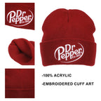 Dr. Pepper Embroidery On Acrylic Knit Standard Cuff Beanie - Premium Headwear from Bioworld Merchandising - Just $22.95! Shop now at Pat's Monograms