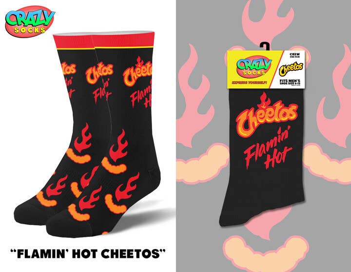 Flamin Hot Cheetos - Mens Crew Folded - Premium socks from Crazy Socks - Just $7! Shop now at Pat's Monograms