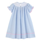 Blue Seersucker Bow Smocked Bishop Dress - Premium Baby & Toddler Dresses from Lil Cactus - Just $36.95! Shop now at Pat's Monograms