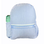 Baby Blue Seersucker Medium Backpack w/ Pocket - Premium Backpack from Mint - Just $34.95! Shop now at Pat's Monograms