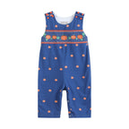 Blue Pumpkin Print Knit Smocked Overalls - Premium  from Lil Cactus - Just $36! Shop now at Pat's Monograms