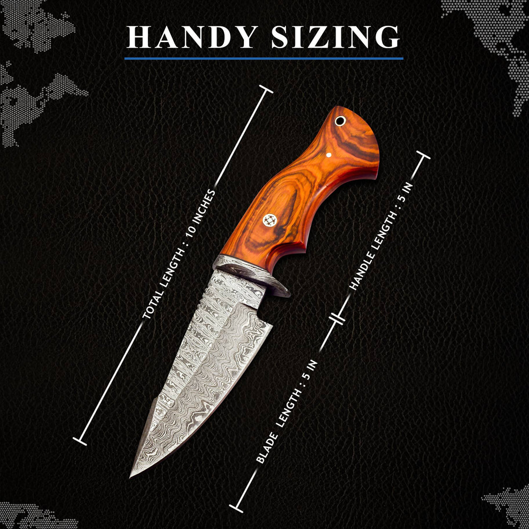 10' Handmade damascus steel knife with leather sheath - Premium Knives from FH KNIVES - Just $64.95! Shop now at Pat's Monograms