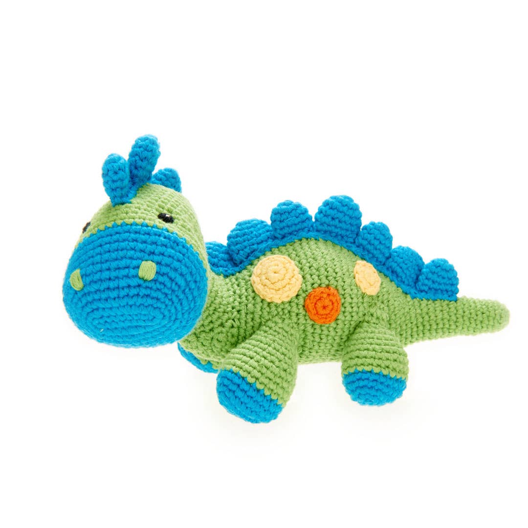 Handmade Stegosaurus Baby Rattle | Organic Cotton | Green - Premium Baby Toys & Activity Equipment from Pebble - Just $28.95! Shop now at Pat's Monograms