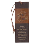 Bookmark Faux Leather Brown Man of God 1 Tim. 6:11 - Premium bookmarks from Christian Art Gifts - Just $5.25! Shop now at Pat's Monograms