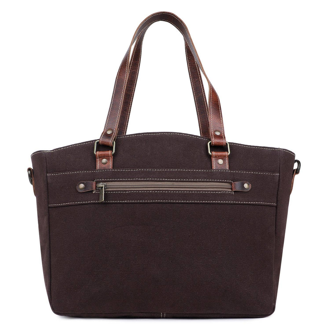 Canvas & Leather Women's Tote Bag - Timberwolf/Van Dyke - Premium tote bag from Sixtease Bags USA - Just $52! Shop now at Pat's Monograms