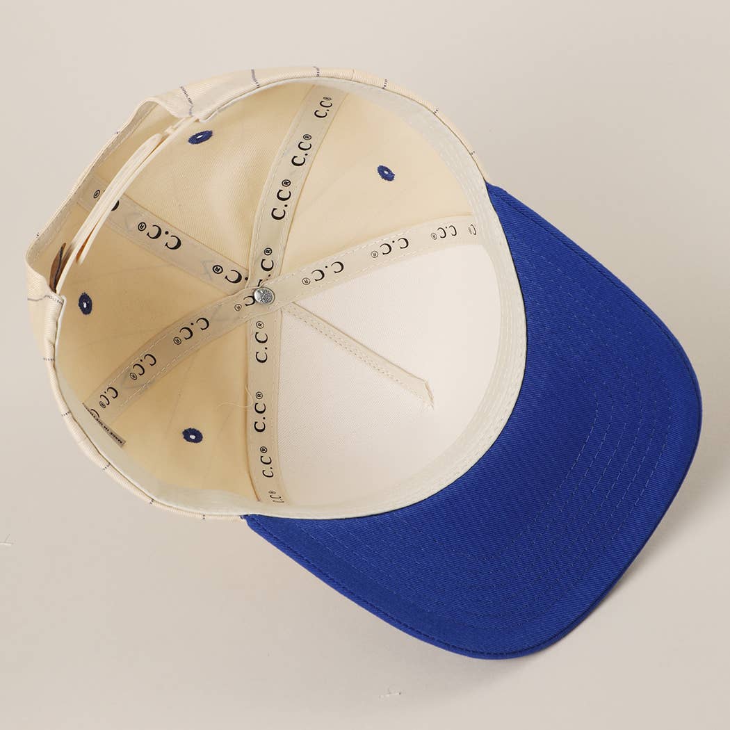 Two-Tone Pinstripe Canvas Trucker Hat - Premium  from Fashion City - Just $15! Shop now at Pat's Monograms