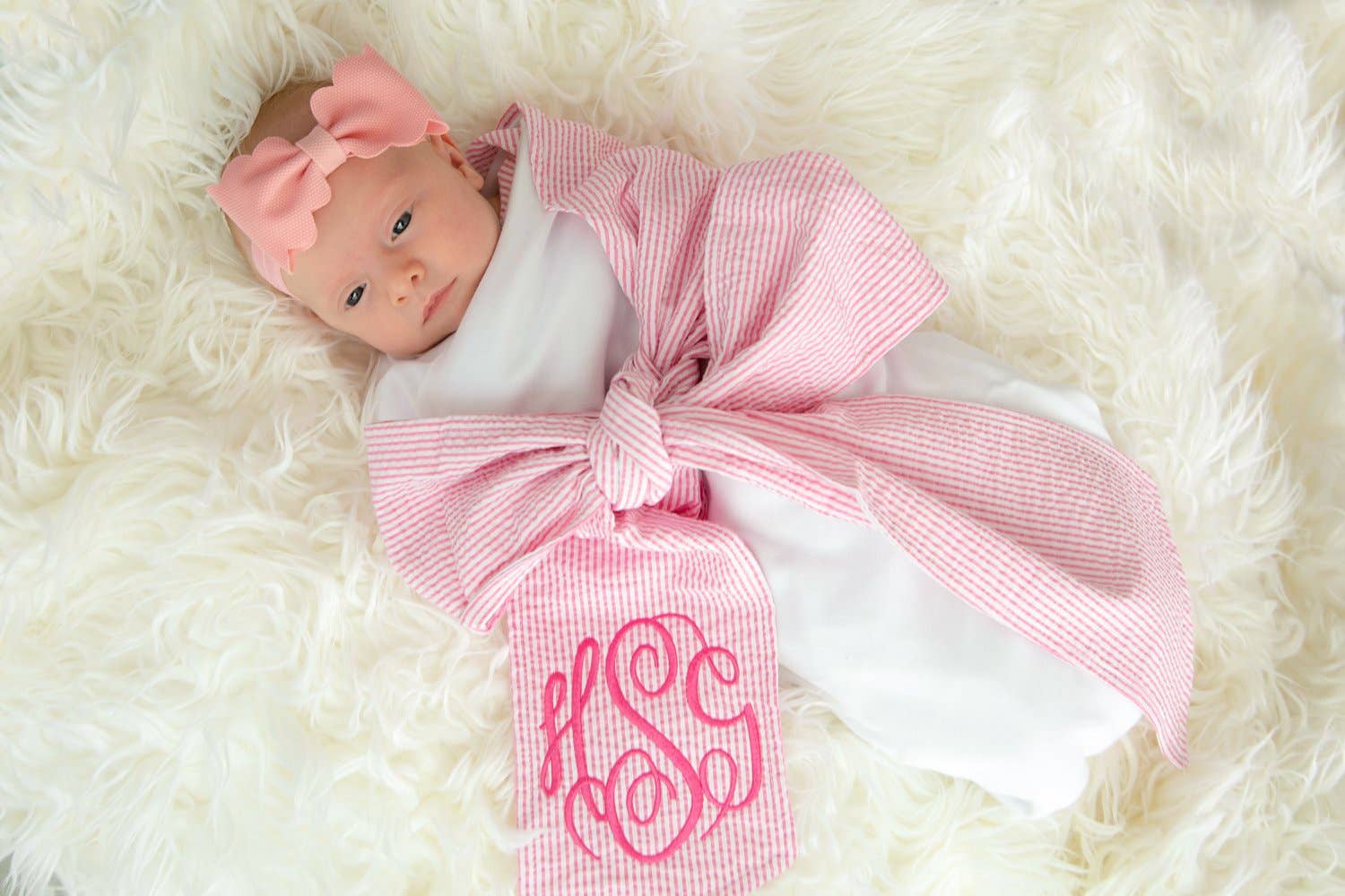 Seersucker Baby Swaddle Blanket - Pink - Premium Baby Gift from Love That Cotton - Just $38.95! Shop now at Pat's Monograms