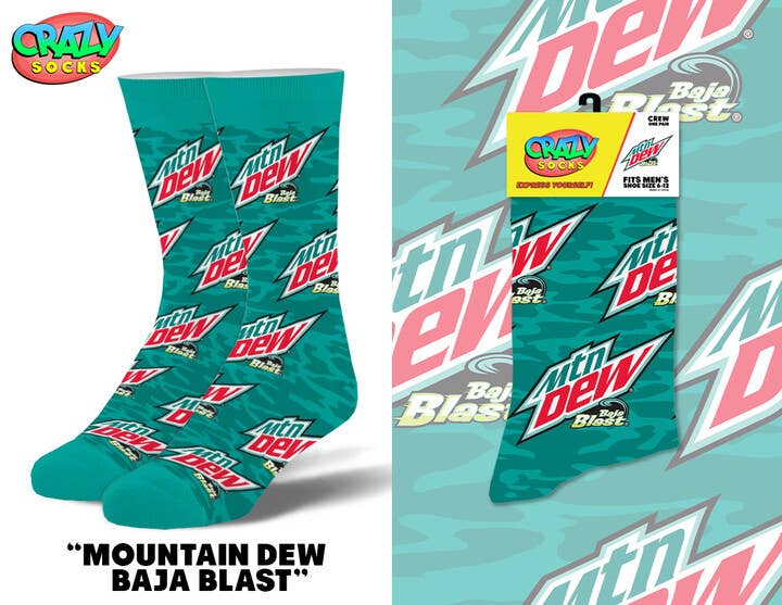 Mountain Dew Baja Blast Novelty Crew Socks - Premium socks from Crazy Socks - Just $7! Shop now at Pat's Monograms