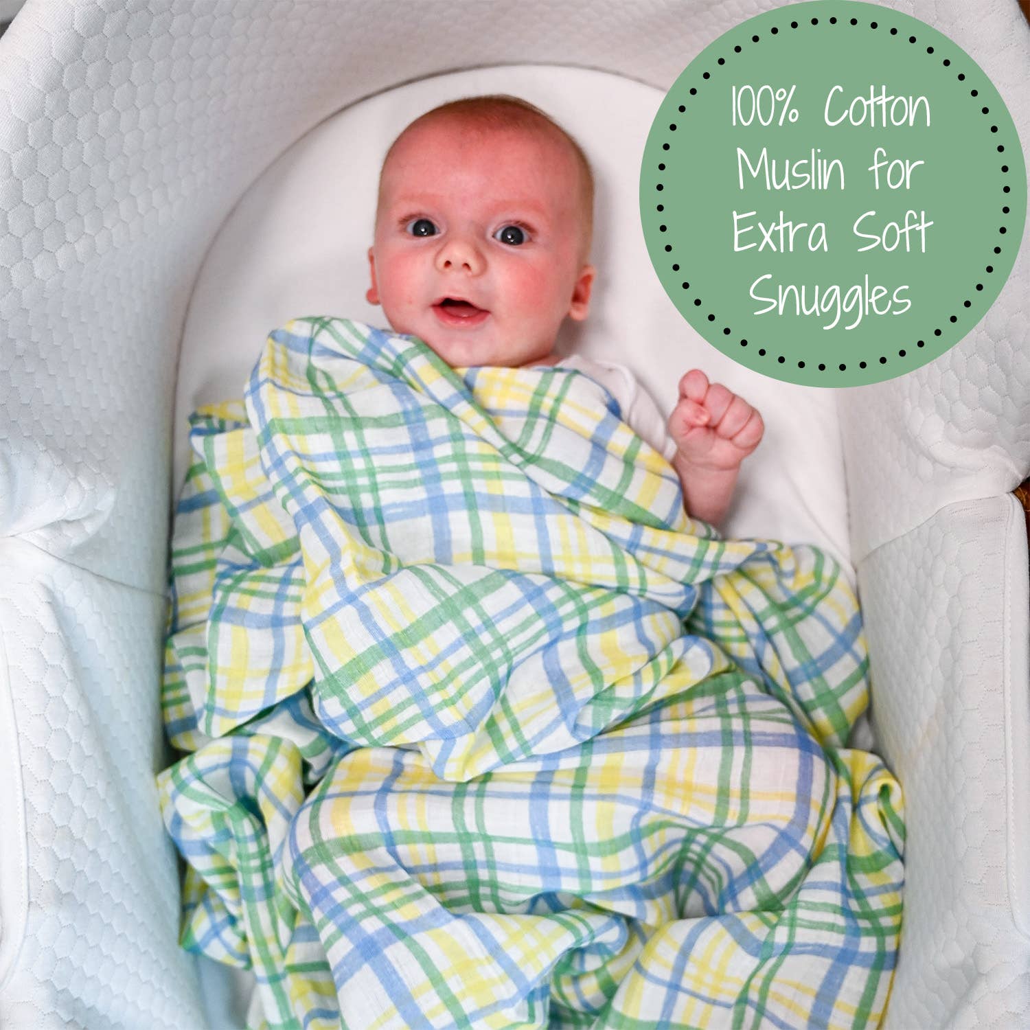 Blue Plaid Baby Muslin Swaddle Blanket - Premium Swaddle from LollyBanks - Just $19.99! Shop now at Pat's Monograms
