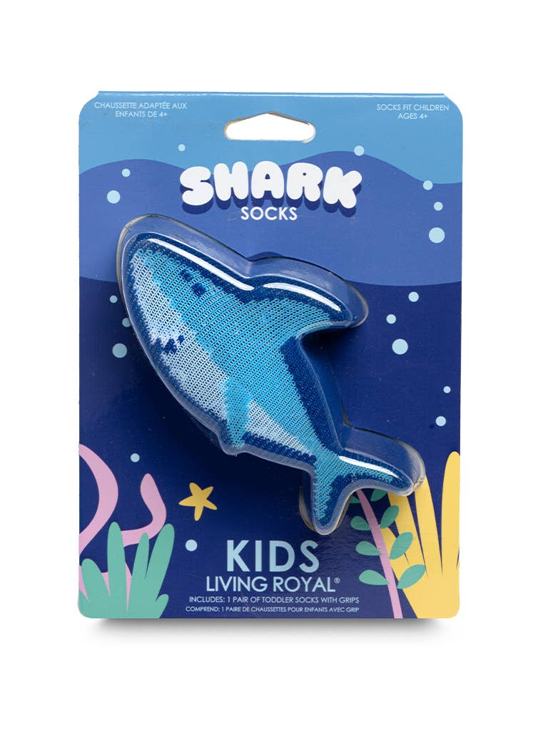 3D Packaged Crew Socks - Kids - Smiley Shark - Deep Blue - Premium socks from Living Royal - Just $9.95! Shop now at Pat's Monograms