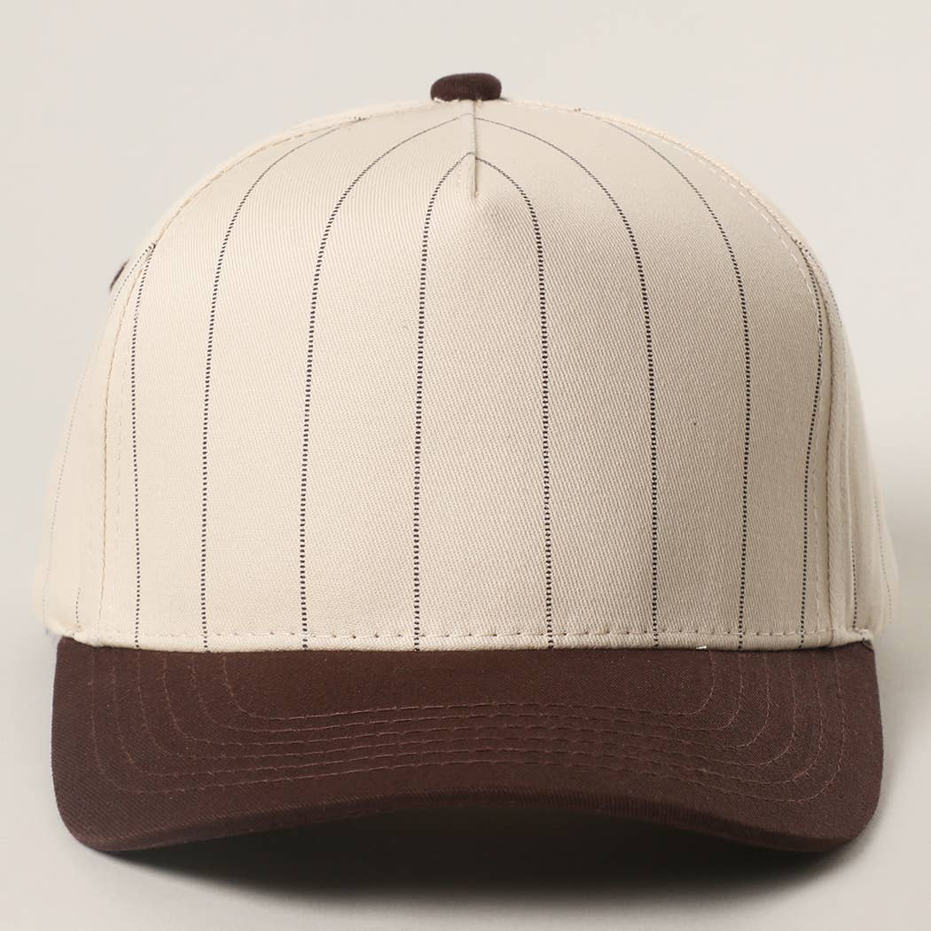 Two-Tone Pinstripe Canvas Trucker Hat - Premium  from Fashion City - Just $15! Shop now at Pat's Monograms