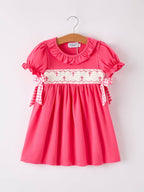 Hot Pink Smocked Cross Bishop Dress - Premium Baby & Toddler Dresses from Rylee Faith Designs - Just $26.95! Shop now at Pat's Monograms