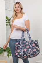 Floral Quilted Cotton Duffle Bag - Evening Garden - Premium duffle bags from LA Soul - Just $42.95! Shop now at Pat's Monograms