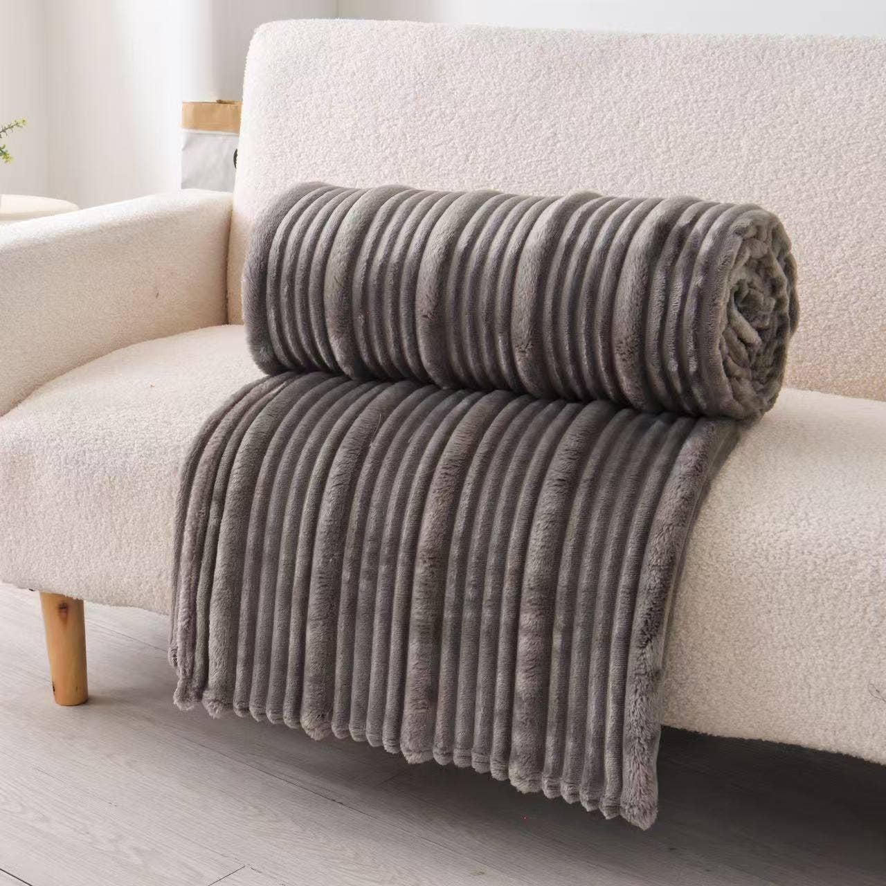 Ultra Soft Ribbed Blanket - Plush Flannel Throw - Premium blankets from FLUFFERY - Just $21.95! Shop now at Pat's Monograms