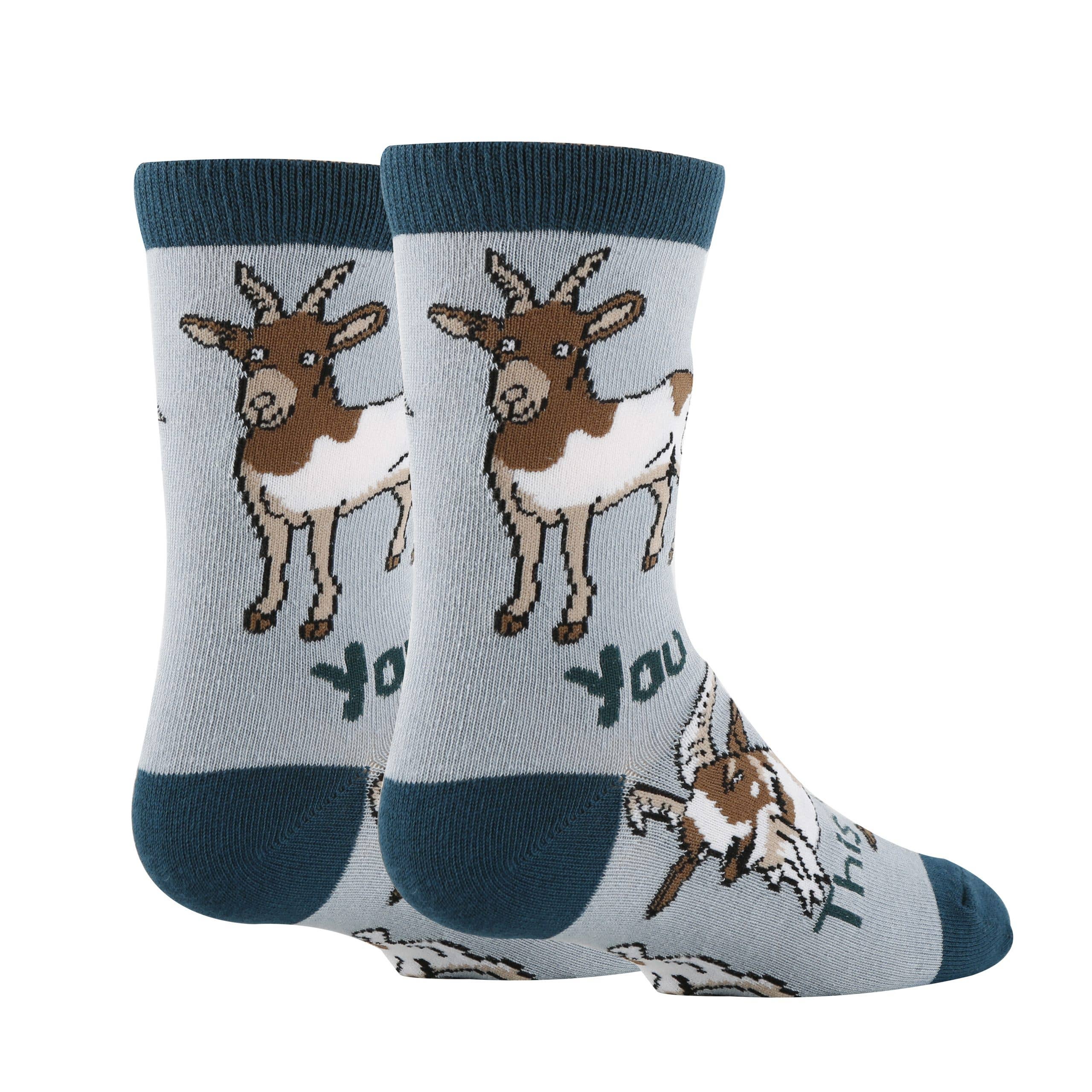 You Goat This | Kids' Funny Cotton Crew Socks - Premium socks from Oooh Yeah/Sock It Up/Oooh Geez Slippers - Just $8.95! Shop now at Pat's Monograms