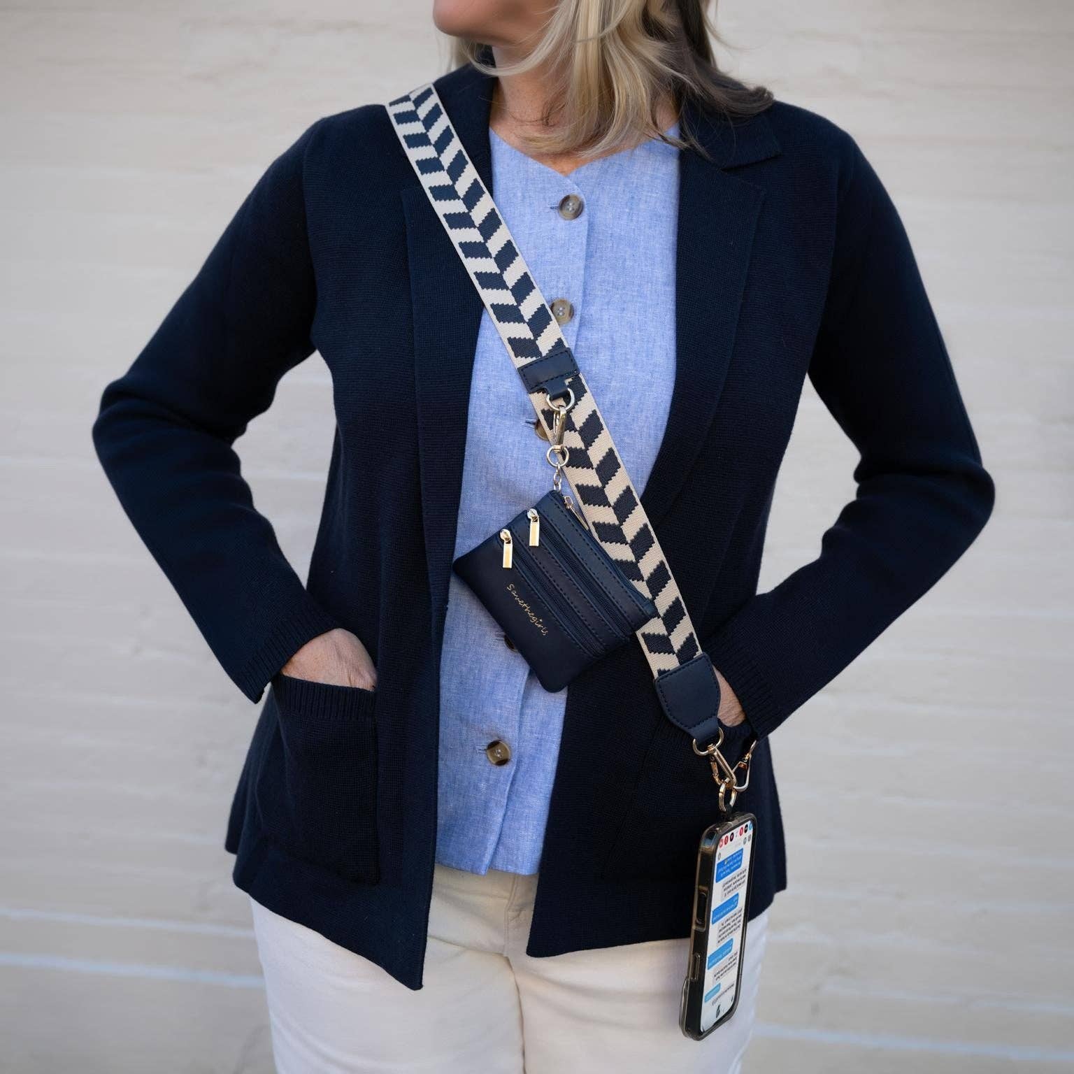 Clip & Go Strap w/Zippered Pouch Chevron - Premium Accessories from Save The Girls - Just $31.95! Shop now at Pat's Monograms