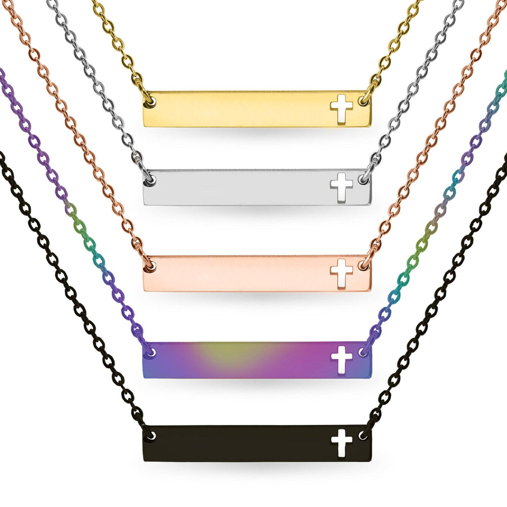 Stainless Steel Cutout Cross Bar Necklace - Premium Jewelry from WJW - Just $23.95! Shop now at Pat's Monograms