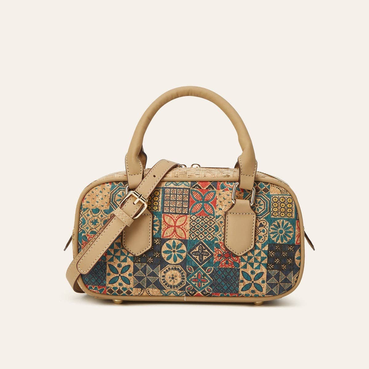 Vintage Multi-Element Ethnic Style Cork Print Tote Bag - Premium Handbag from Golden Hour Boutique - Just $58.95! Shop now at Pat's Monograms