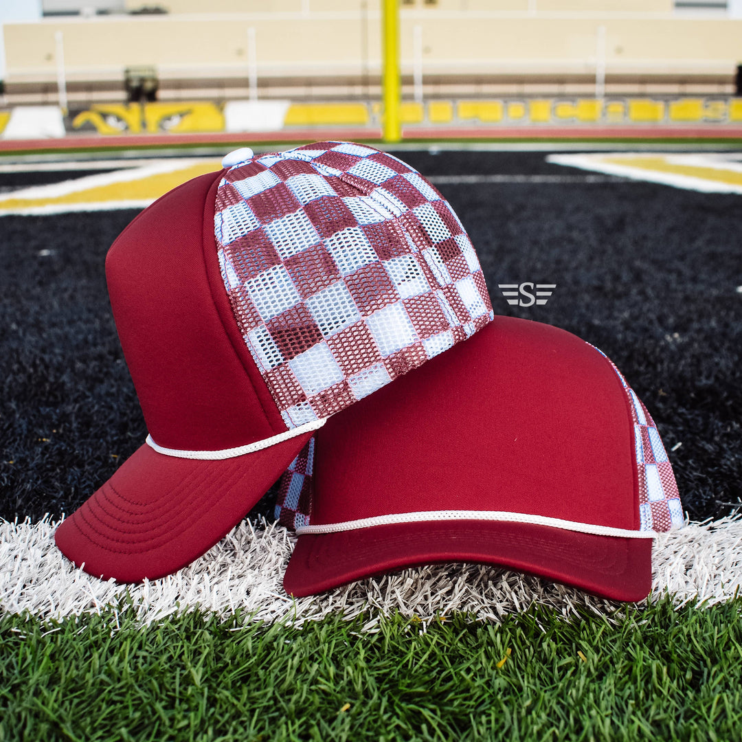 Checkered Mesh Back Foam Trucker Cap - Premium Trucker Cap from Flying S Company - Just $16.99! Shop now at Pat's Monograms