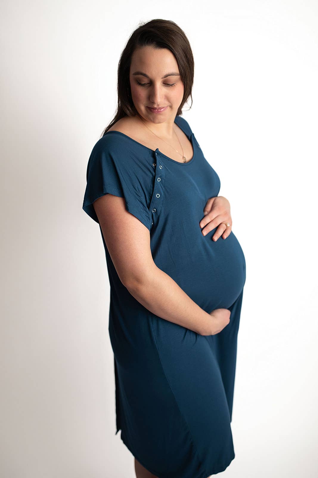 Navy Blue Maternity Mommy Labor and Delivery/ Nursing Gown - Premium nursing & Feeding from Three Little Tots - Just $36.95! Shop now at Pat's Monograms