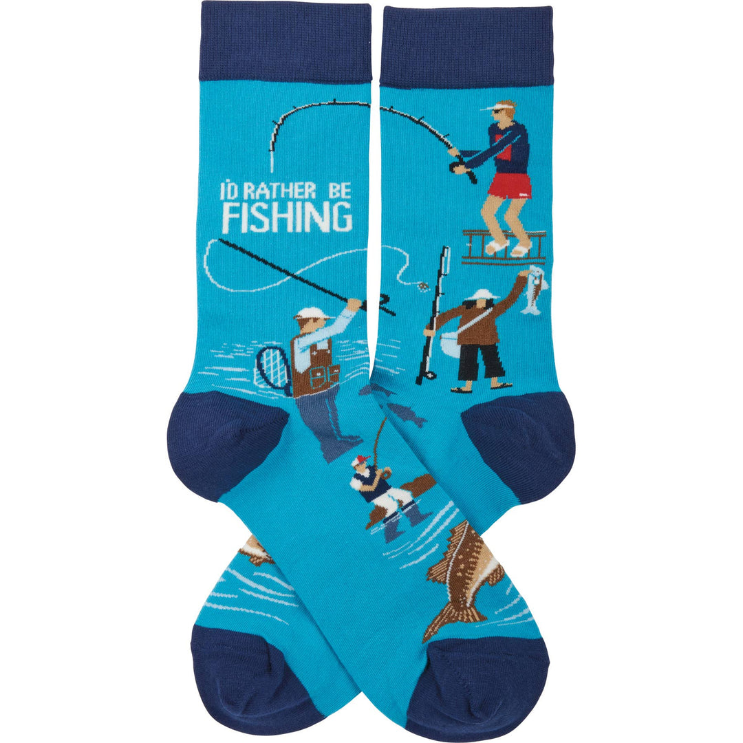 I'd Rather Be Fishing Socks - Premium socks from Primitives by Kathy - Just $10.95! Shop now at Pat's Monograms